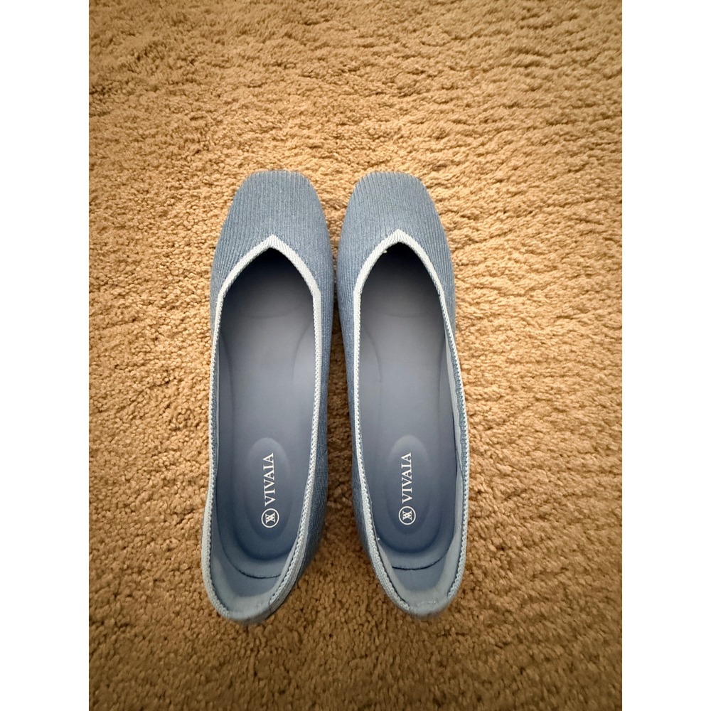 NWOT Blue VIVAIA Square Toe Box Flat Shoes Size 10.5